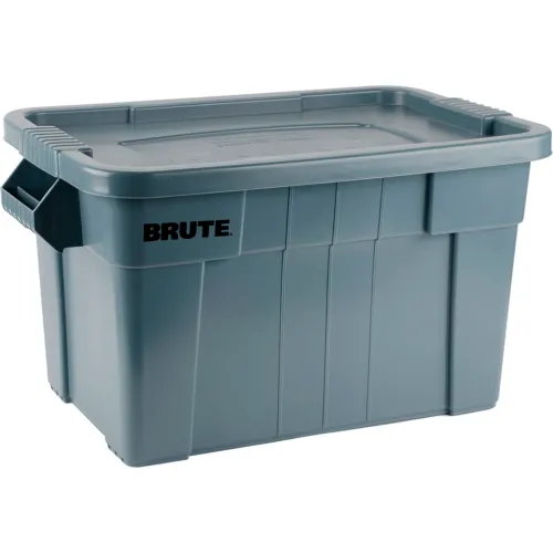 Rubbermaid 20 Gallon Brute Tote with Lid FG9S3100GRAY - 27-7/8 x 17-3/8 x  15-1/8 - Gray - Pkg Qty 6
