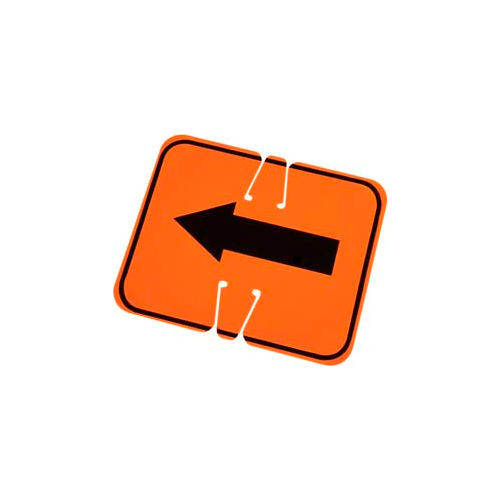 Cone Sign- Keep Left, Black On Orange W/ Arrow, One Sided - Pkg Qty 5