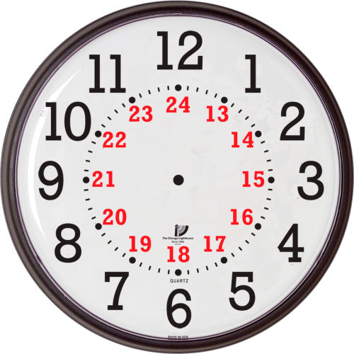 12-3/4" Wall Clock, Slimline 12/24-Hour Quartz
