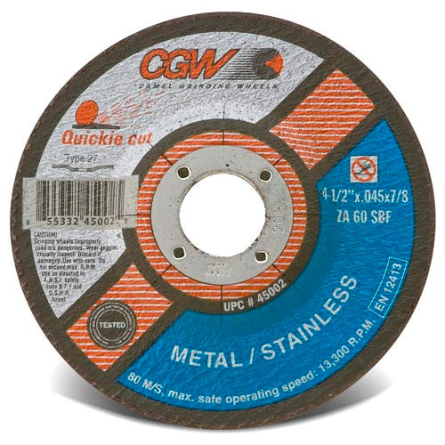 CGW Abrasives 45005 Cut-Off Wheel 5&quot; x 7/8&quot; 60 Grit Type 27 Zirconia Aluminium Oxide - Pkg Qty 25