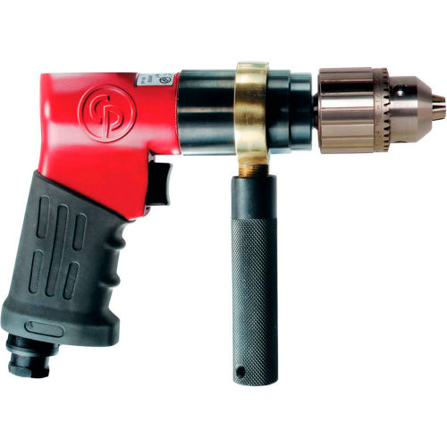 Chicago Pneumatic Reversible Pistol Grip Air Drill, Jacobs Industrial, 1/2&quot; Chuck, 840 RPM