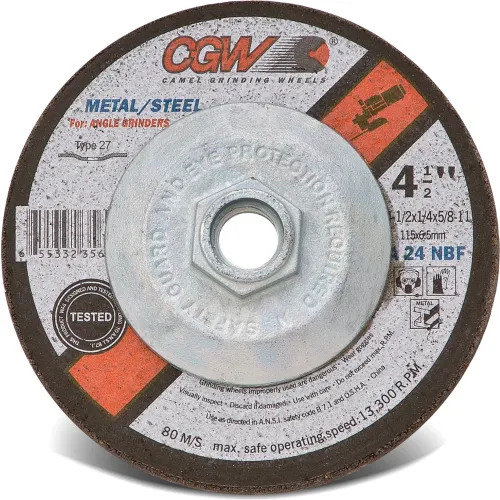 CGW Abrasives 35622 Depressed Center Wheel 4-1/2" x 1/4" x 7/8" Type 27 24 Grit Aluminum Oxide