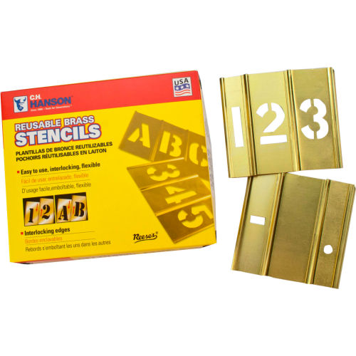 1" Brass Interlocking Stencil Numbers, 15 Piece Set