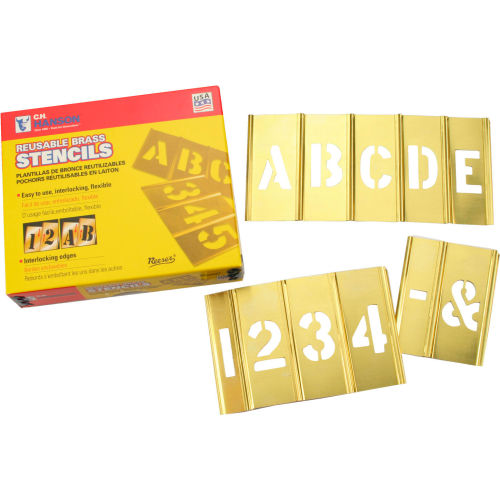 1" Brass Interlocking Stencil Letters and Number, 45 Piece Set
