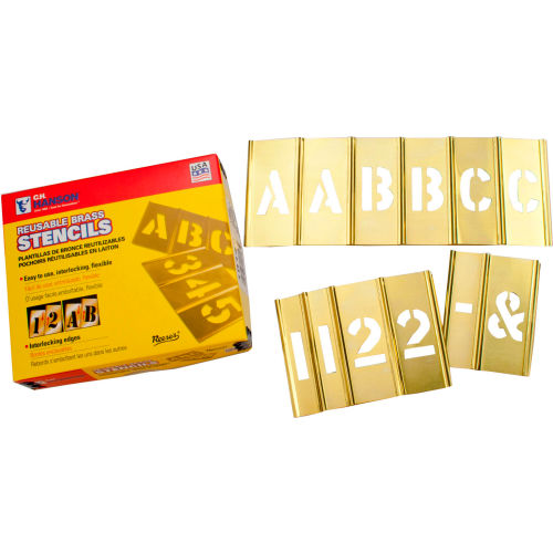 1-1/2" Brass Interlocking Stencil Letters and Numbers, 77 Piece Set