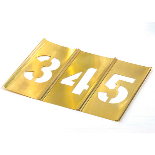 12&quot; Brass Interlocking Stencil Gothic Style Numbers, 13 Piece Kit