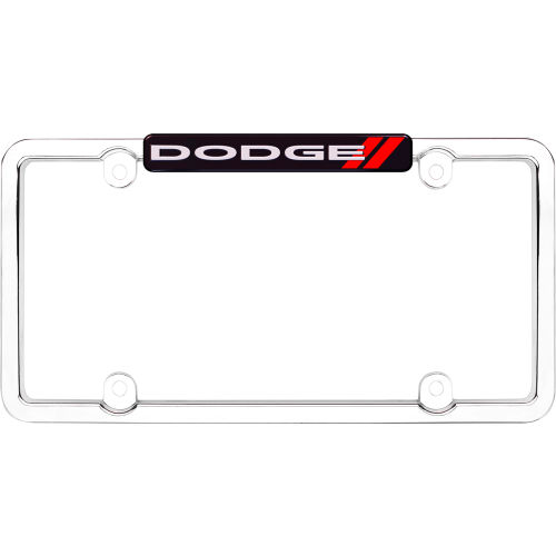 Cruiser Accessories Dodge Emblem License Plate Frame, Chrome/Red - 11036