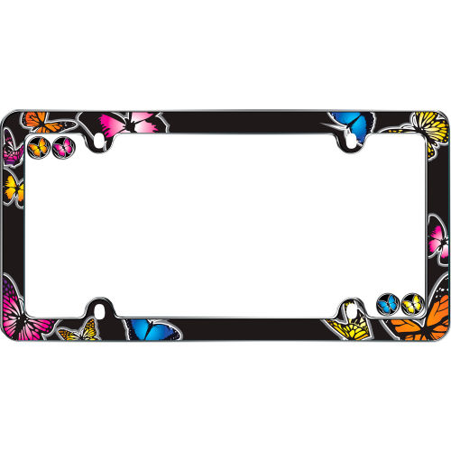 Cruiser Accessories Butterfly License Plate Frame, Chrome, Black/Assortment - 23053