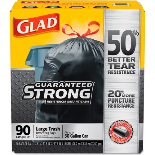 Glad® Drawstring Large Trash Bags, 30 gal, 1.05 mil, 30 x 33