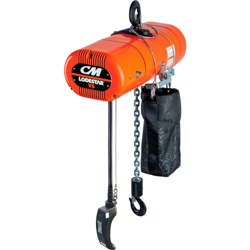 CM Lodestar VS Electric Chain Hoist, 1/4 Ton, 20' Lift, 2.6-16 FPM, 115 ...