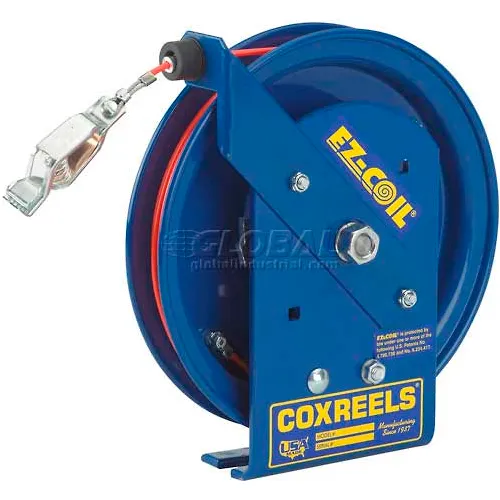 Coxreels EZ-SD-50-1 Safety Spring Rewind Static Discharge Cord Reel, 50'  Cord, w/50A Ground Clamp