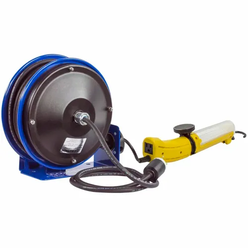 Coxreels EZ-PC24-0016-D Safety Spring Rewind Power Cord Reel Fluor Angle  Light,100' Cord 16AWG