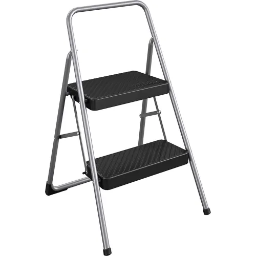 COSCO® 2 Step Household Folding Step Stool, 17-11/16L x 17-5/16W x 28-1/8H, Platinum/Black