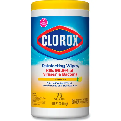 Clorox® Disinfecting Wipes, Crisp Lemon Scent, 75 Wipes/Canister, 6 Canister/Carton
