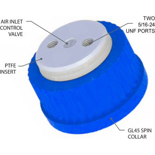 CP Lab Safety 2Port Cap with Air Inlet Valve and Plugs, For Glass