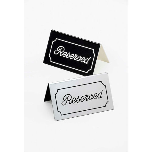 Cal-Mil 273-2 Engraved "Reserved" Sign 5"W x 3"H Black with White Letters - Pkg Qty 12