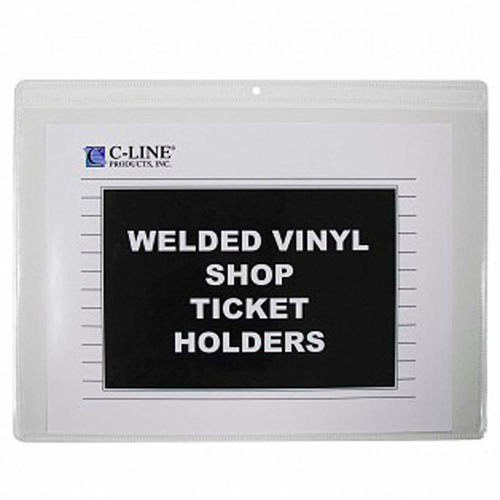 C-Line Products Shop Ticket Holders, Welded Vinyl, Both Sides Clear, Open Long Side, 12 X 9, 50/BX