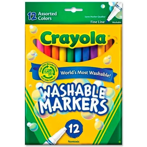 Crayola Washable Dry-Erase Fine Line Markers, 12 Classic Colors NonToxic  Art Tools for Kids & Toddlers 3+