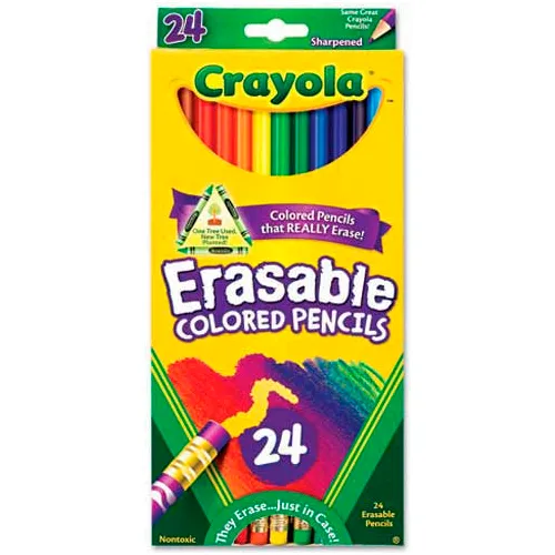 Crayola Erasable Colored Pencils, Assorted Colors, Art Tools for