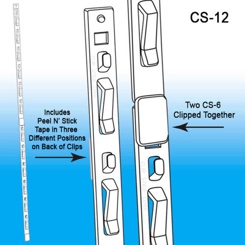 Clip Strip®, 12 Station, W/Tape, 32-1/2"L, White