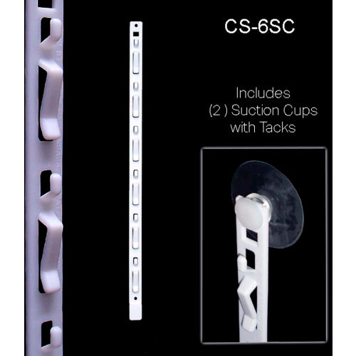 Clip Strip®, 6 Station, W/Suction Cup 16-1/2"L, White