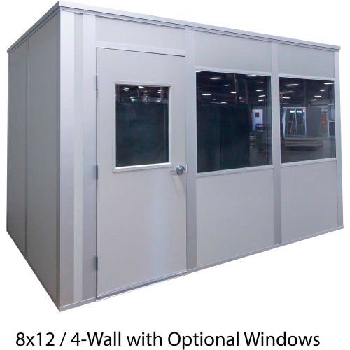Porta-King Inplant Office, G_DG101040, Vinyl Cov Drywall, 10x10', 4-Wall, 2 Lgt, 2 Dplx, 1 Dr, Gray