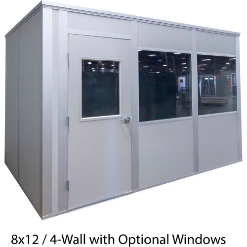 Porta-King Inplant Office, G_HG810400, Vinyl Cov Hdbd, 8x10', 4-Wall, 2 Lgts, 2 Dplx, 1 Door, Gray
