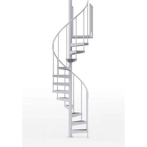 Global Industrial™ Condor 42"H Platform 2 Rails Spiral Stair Kit, 42"Dia, 14-1/8'H, Wht