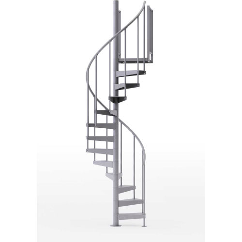 Global Industrial™ Condor 42"H Platform 2 Rails Spiral Stair Kit, 42"Dia, 15-3/4'H, Gray