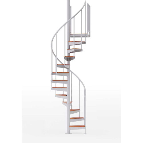 Global Industrial™ Condor 36"H Platform 2 Rail Spiral Stair Kit, 42"Dia, 11-1/4'H, White