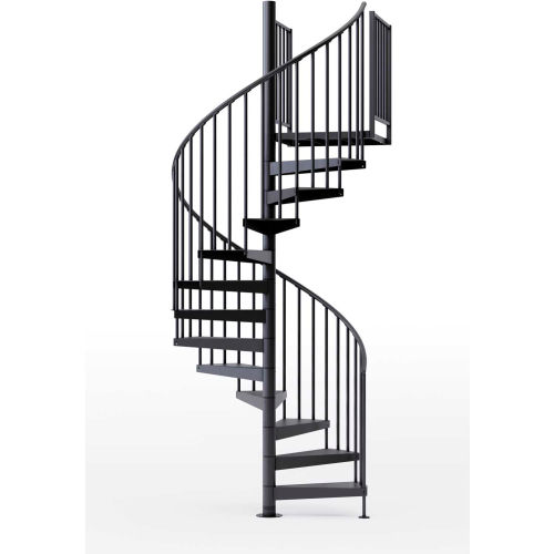 Global Industrial™ Condor 36"H Platform 2 Rails Spiral Stair Kit, 60"Dia, 13-2/3'H, Blk