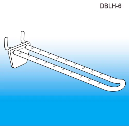 Double-Loop Plastic Pegboard-Slatwall Hook, 6L, White - Pkg Qty 1000