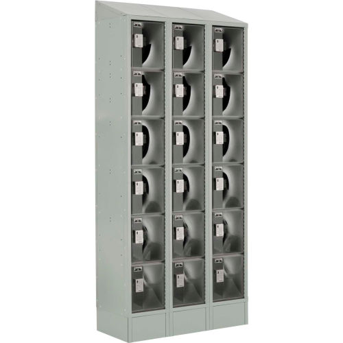 Lockup By Digilock Electronic Locker W/Clear Door 3 Wide 6 Tier 36x18x82 Lcrl-3w6t-Pc1s-02-31-A