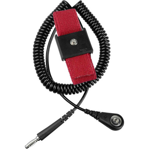 Desco Economy 09039 Adjustable Elastic Wrist Strap Kit 6 Ft Coil Cord - Black