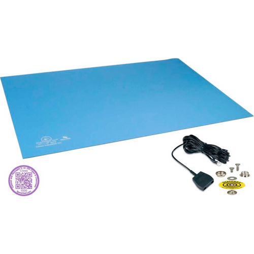 Desco Statfree UC2™ 66330 Dissipative Dual Layer Rubber Mat Clean Pack 30"D x 72"W - Sky Blue