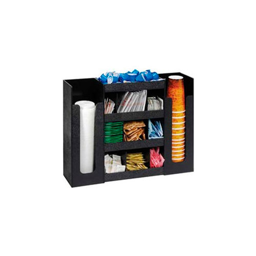 Dispense Rite Cup, Lid & Condiment Organizer, 6 Sections, Black - DLCO-5BT