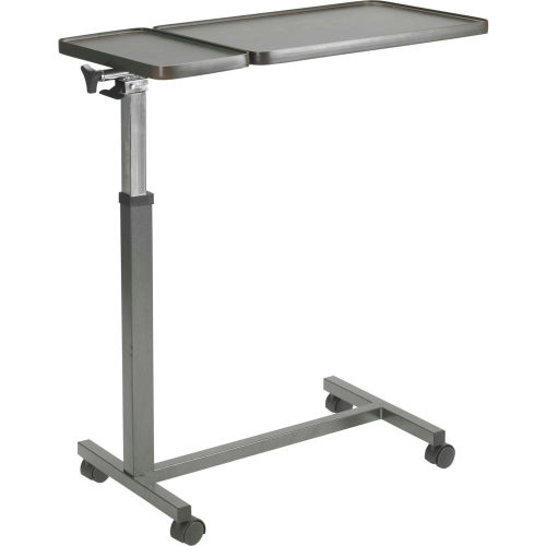 Overbed Table with Double Tilt Tops, 30"-46" Height, Chrome Base
