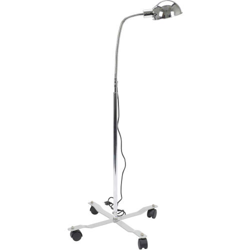 Drive Medical Gooseneck Exam Lamp 13408MB, Dome-Style Shade with Mobile Base, Chrome