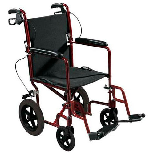 Lightweight Expedition Aluminum Transport Chair With Seat Belt, Red Frame