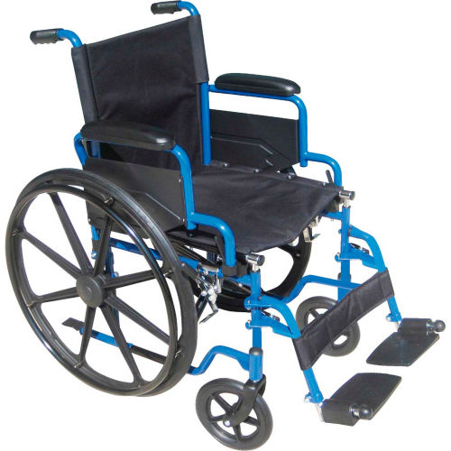 20" Blue Streak Wheelchair, Flip Back Desk Arms, Swing-away Footrests