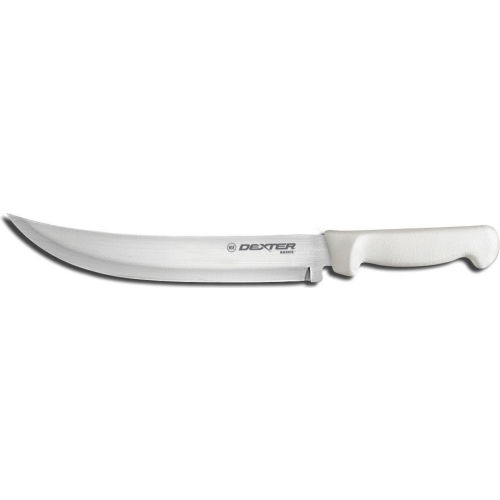 Dexter Russell 31621 - Cimeter Steak Knife, High Carbon Steel, Stamped, White Handle, 10&quot;L