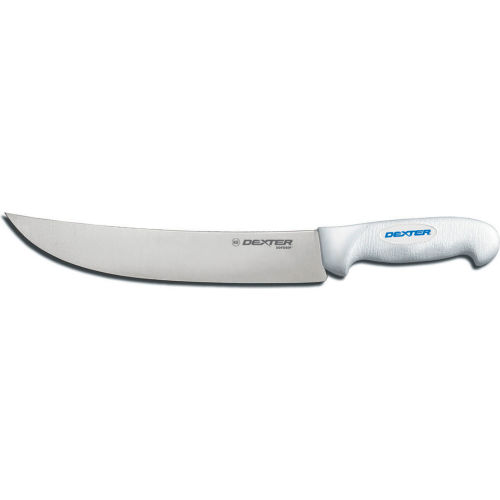 Dexter Russell 24073 - Cimeter Steak Knife, High Carbon Steel, Stamped, White Handle, 10&quot;L