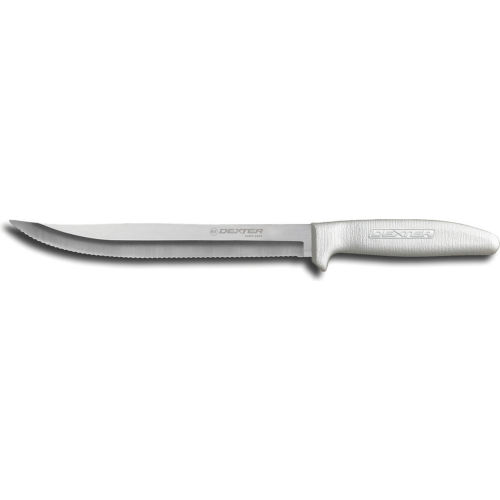 Dexter Russell 13553 - Scalloped Utility Slicer, High Carbon Steel, White Handle, 8&quot;L