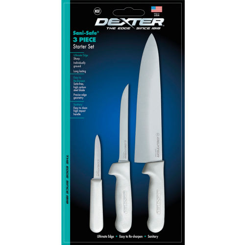 Dexter Russell 20393 3 Pc. Cutlery Set - 3 Piece Starter Set, White Handle