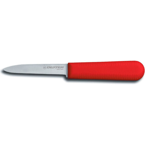 Dexter Russell 15303R - Cooks Style Paring Knife, High Carbon Steel, Stamped, Red Handle, 3-1/4&quot;