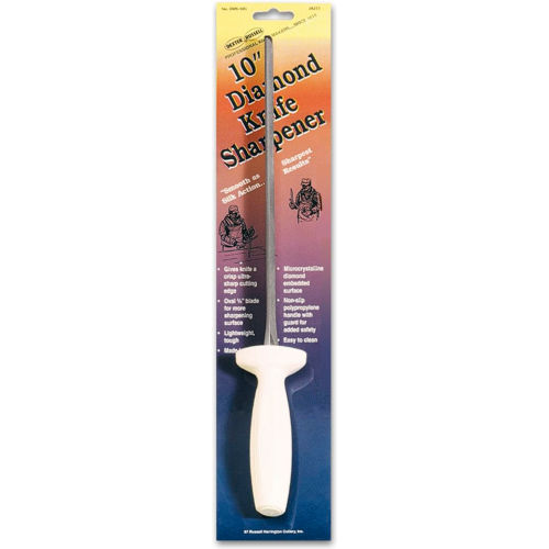 Dexter Russell 28273 - Diamond Sharpener, Carded, High Carbon Steel, White Handle, 10"L
