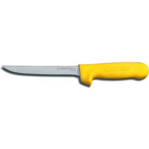 Dexter Russell 01563Y - Narrow Boning Knife, High Carbon Steel, Stamped, Yellow Handle, 6"L