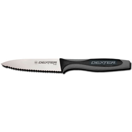 Dexter Russell 29483 - Scalloped Paring Knife, High Carbon Steel, Black/Gray Handle, 3-1/2&quot;L