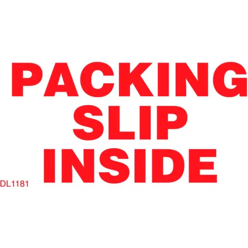 Paper Labels w/ "Packing Slip Inside" Print, 4"L x 2"W, White & Red, Roll of 500