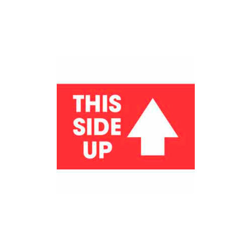 Paper Labels w/ &quot;This Side Up&quot; Print, 3&quot;L x 2&quot;W, Red & White, Roll of 500